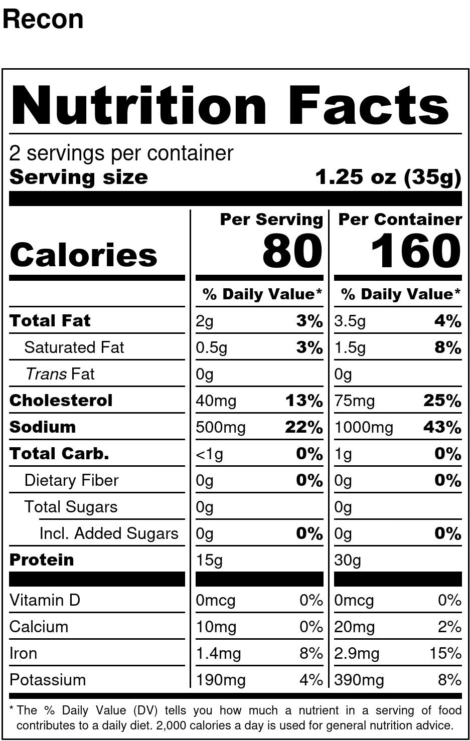 Recon (Medium) Beef Jerky 10 oz. (Resealable)
