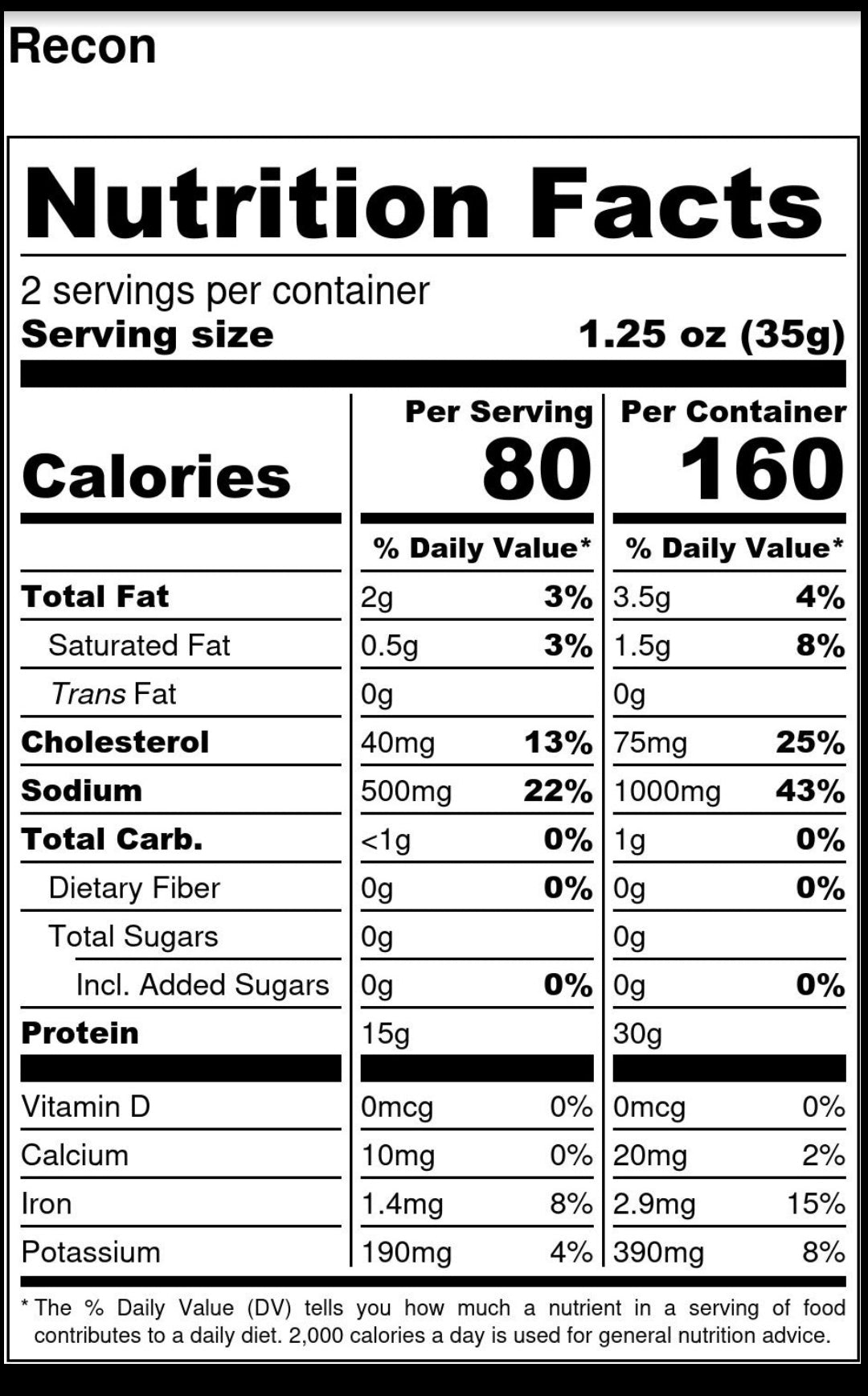RECON (Medium) Beef Jerky 2.5 oz.