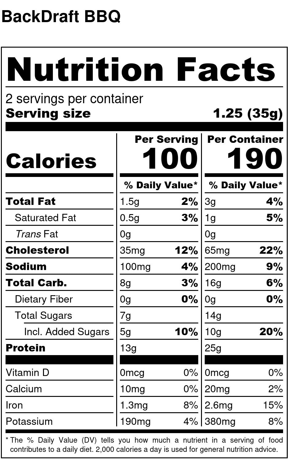BackDraft (Honey BBQ) Beef Jerky 10 0z.
