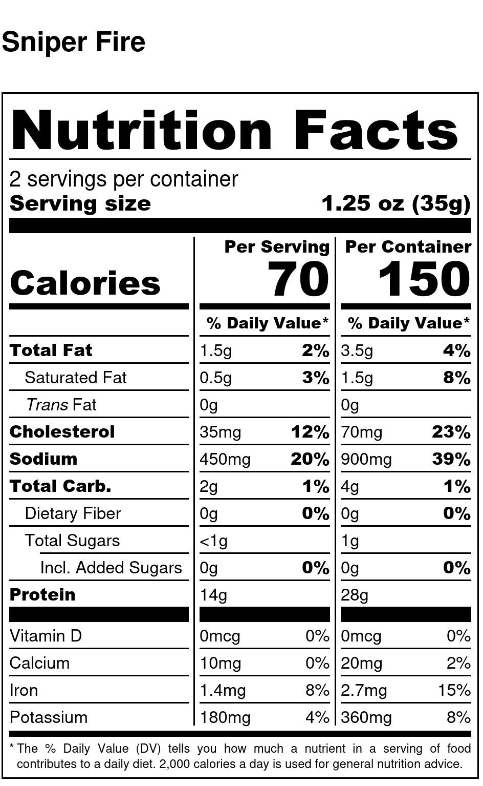 SNIPER FIRE (Hot) Beef Jerky 2.5 oz.